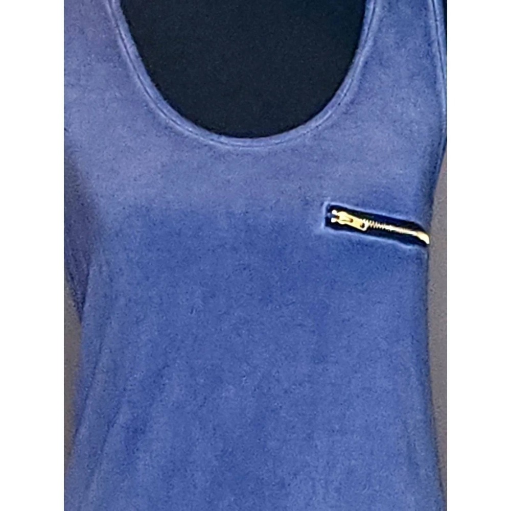NEW POL Tank Top Blue Mineral Acid Wash Zipper Pocket Boho-Large - Picture 2 of 6